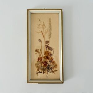 Vintage Pressed Flowers Framed Handmade Signed Made in Germany Cottage Country
